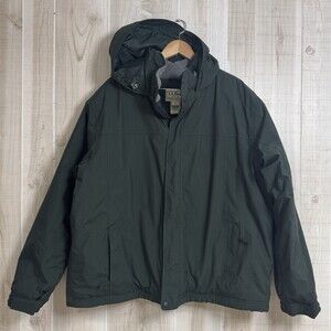 VTG Y2K  LL Bean Parka Thinsulate Fleece Lined Green Hood Jacket Heavy XXL New